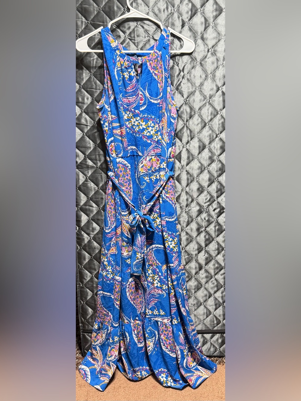 Apt. 9 Blue‎ Paisley Maxi Dress with Pink and Yellow Accents